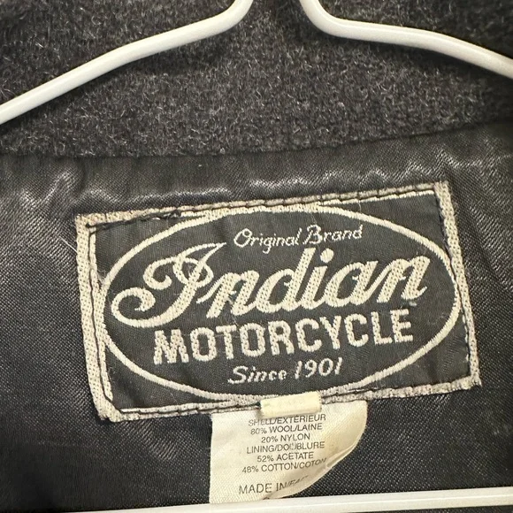 Indian Motocycle Wool Pea Coat Large ptp 26 - Picture 4 of 10